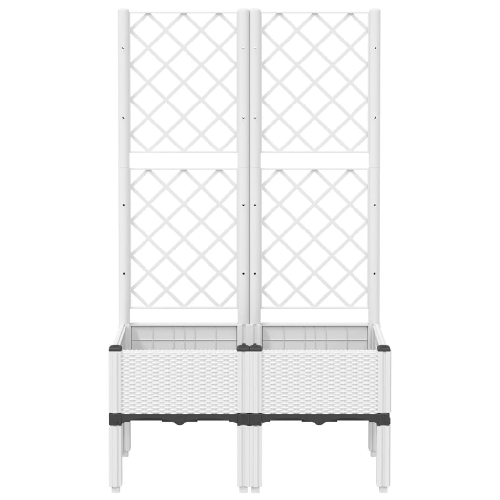 Plantenbak met latwerk 80x40x142 cm polypropeen wit