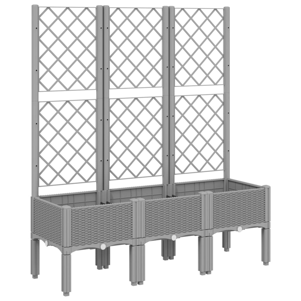 Plantenbak met latwerk 120x40x142 cm polypropeen lichtgrijs