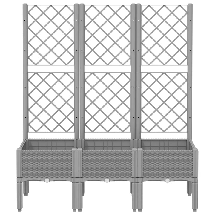 Plantenbak met latwerk 120x40x142 cm polypropeen lichtgrijs