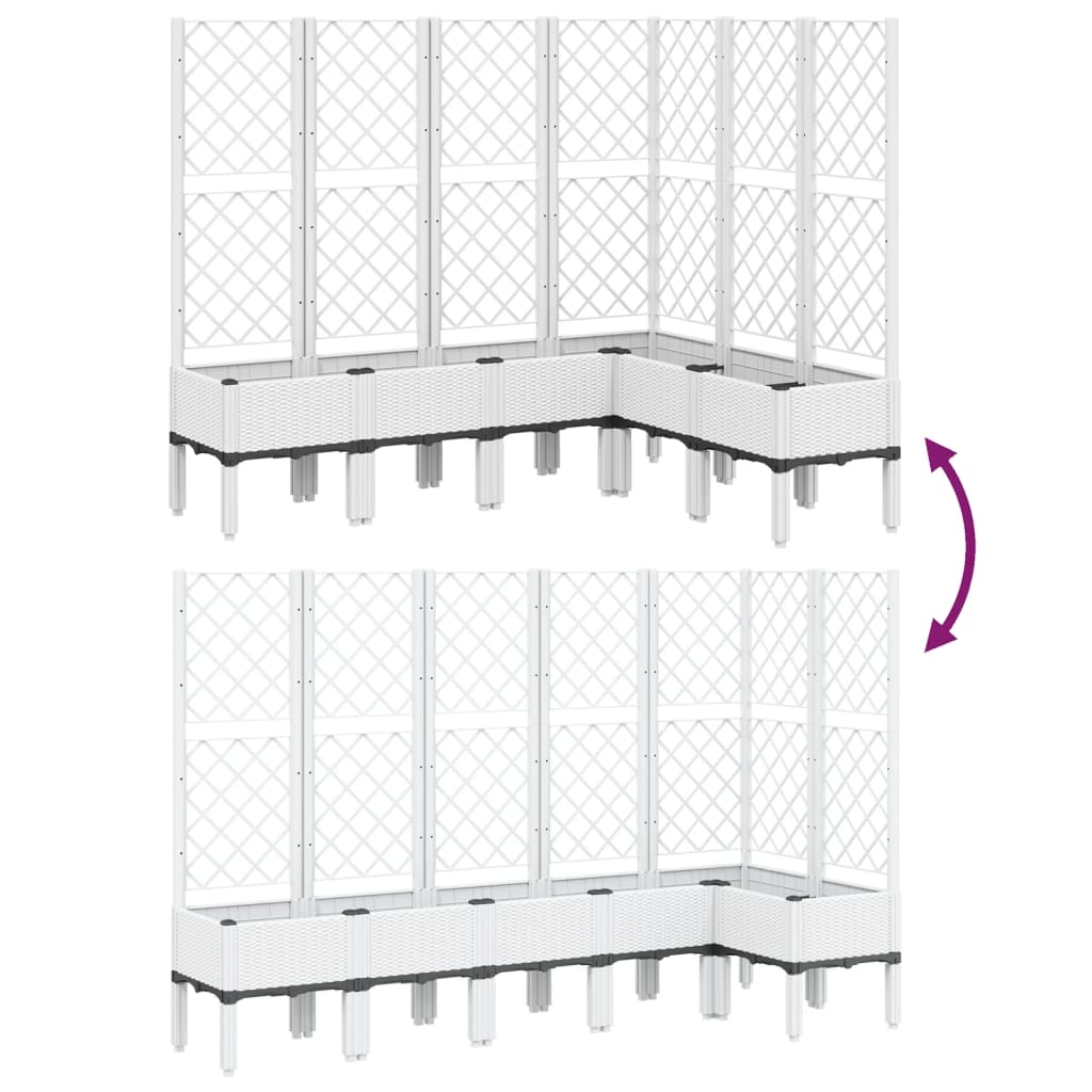 Plantenbak met latwerk 160x120x142 cm polypropeen wit