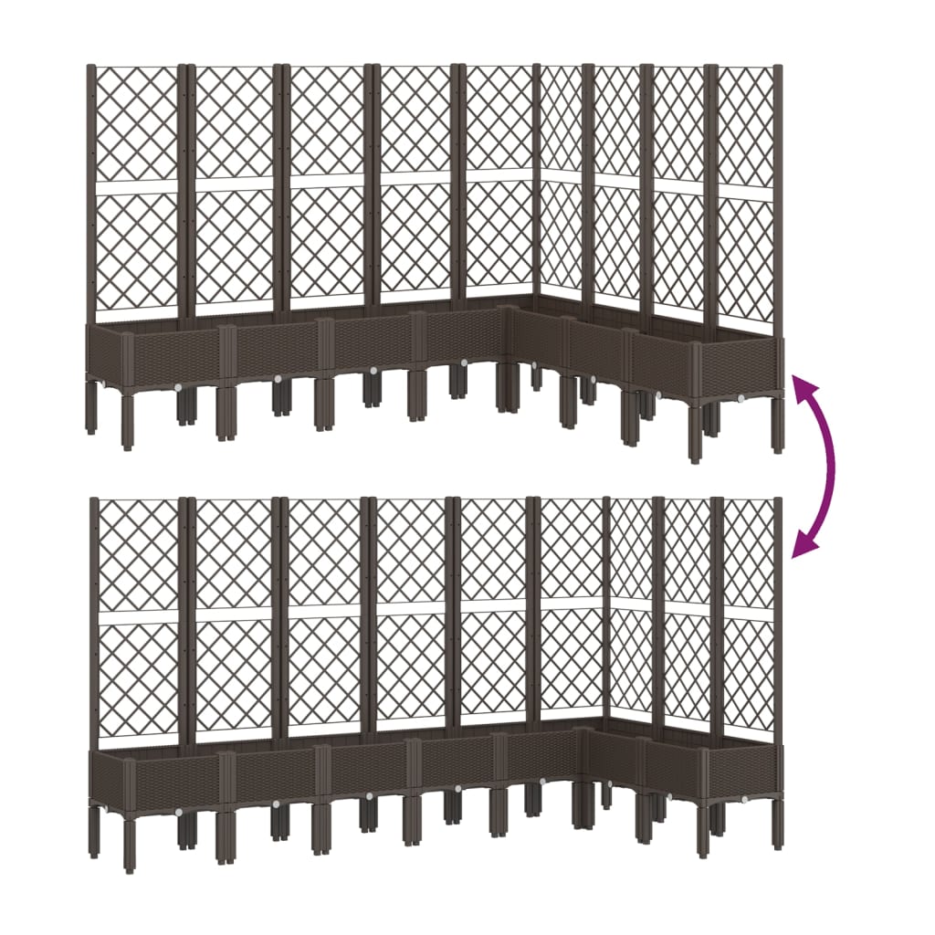 Plantenbak met latwerk 200x160x142 cm polypropeen bruin