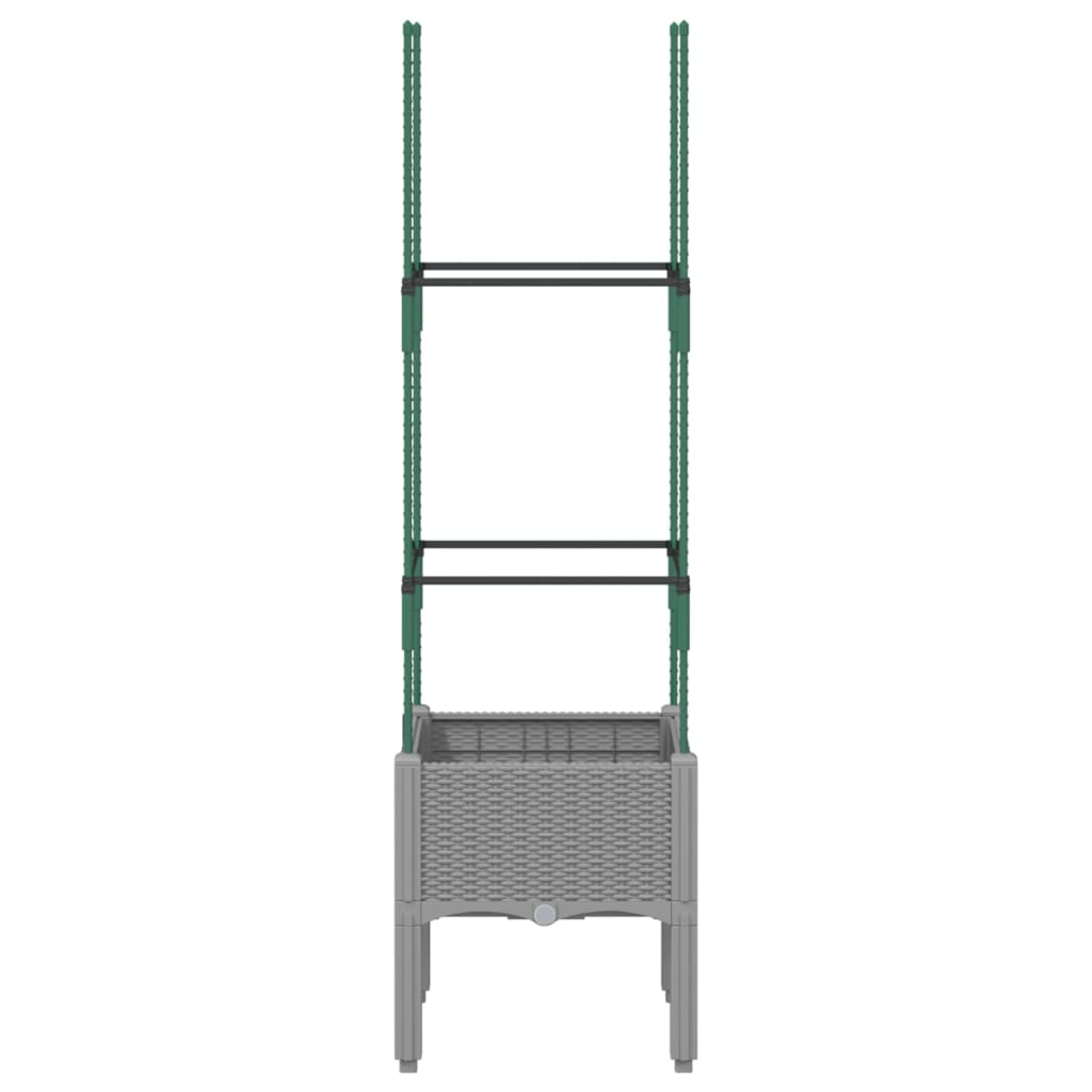 Plantenbak met latwerk 40x40x142,5 cm polypropeen lichtgrijs