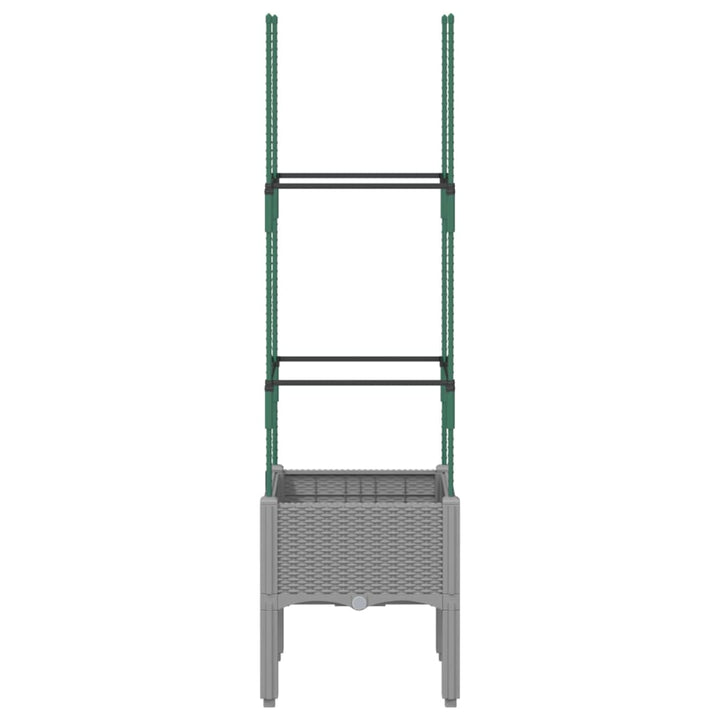 Plantenbak met latwerk 40x40x142,5 cm polypropeen lichtgrijs