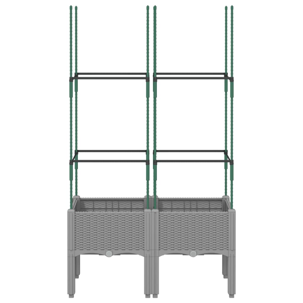 Plantenbak met latwerk 80x40x142,5 cm polypropeen lichtgrijs