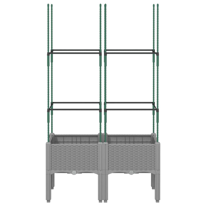 Plantenbak met latwerk 80x40x142,5 cm polypropeen lichtgrijs