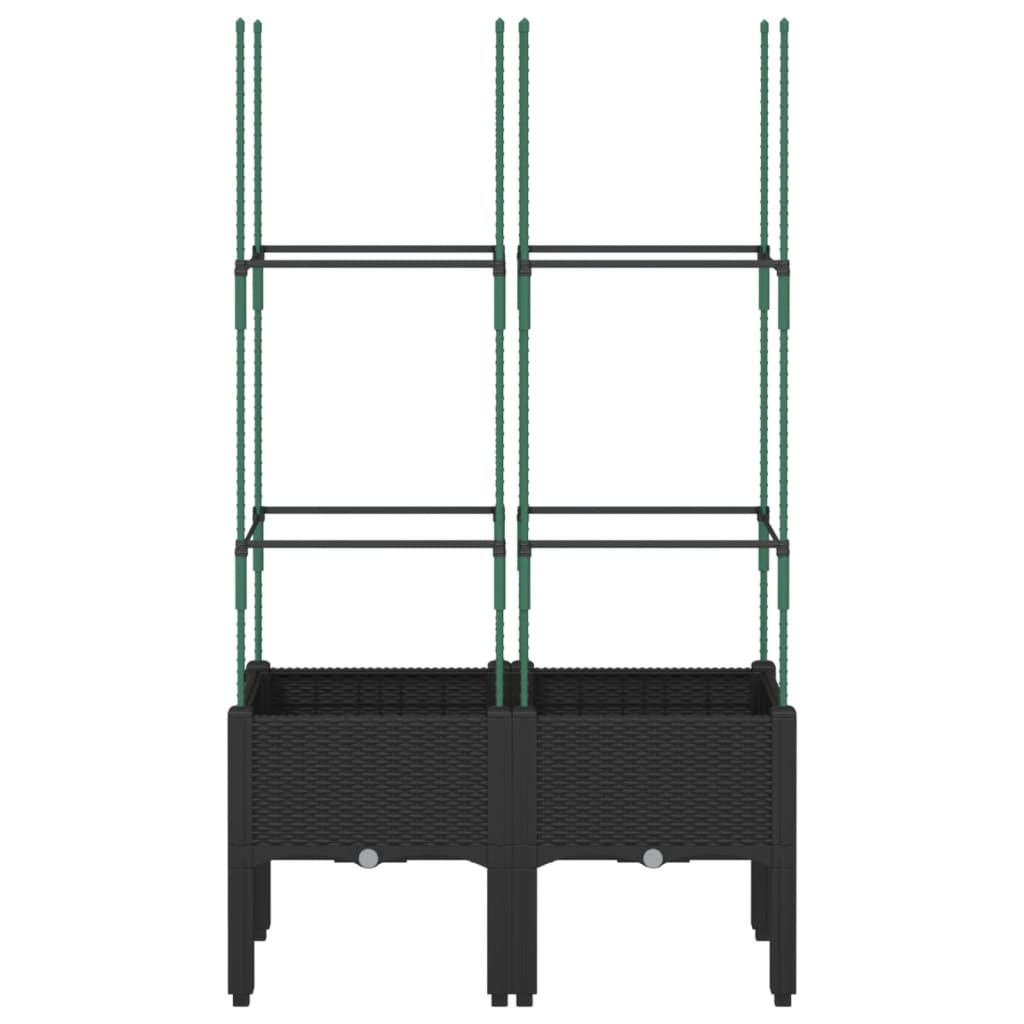 Plantenbak met lattenwerk 80x40x142,5 cm polypropeen zwart