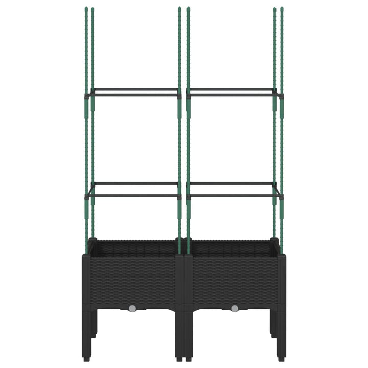 Plantenbak met lattenwerk 80x40x142,5 cm polypropeen zwart