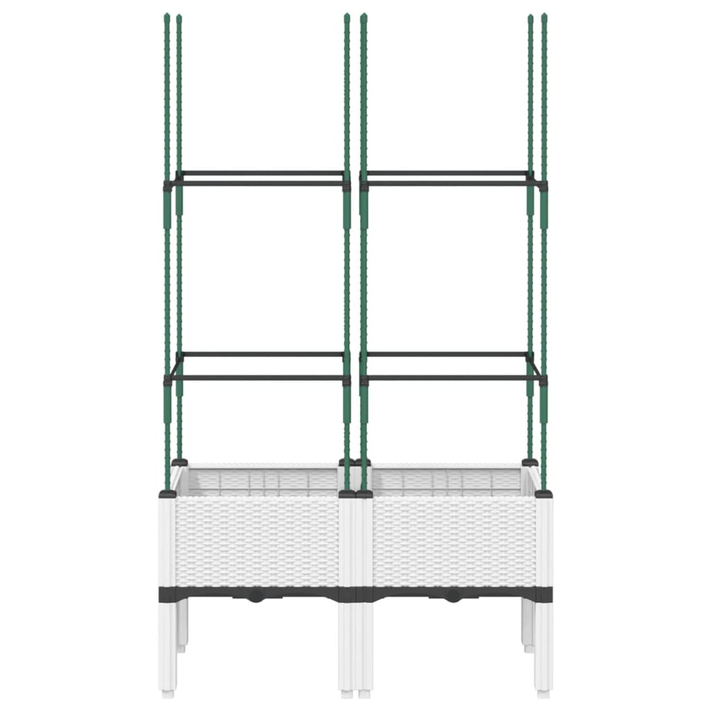 Plantenbak met latwerk 80x40x142,5 cm polypropeen wit