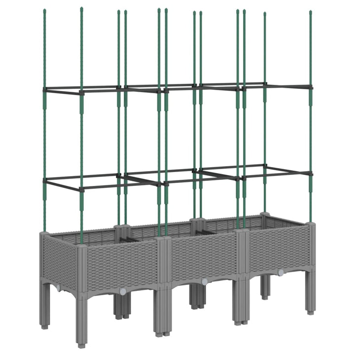 Plantenbak met latwerk 120x40x142,5 cm polypropeen lichtgrijs