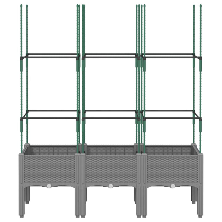 Plantenbak met latwerk 120x40x142,5 cm polypropeen lichtgrijs