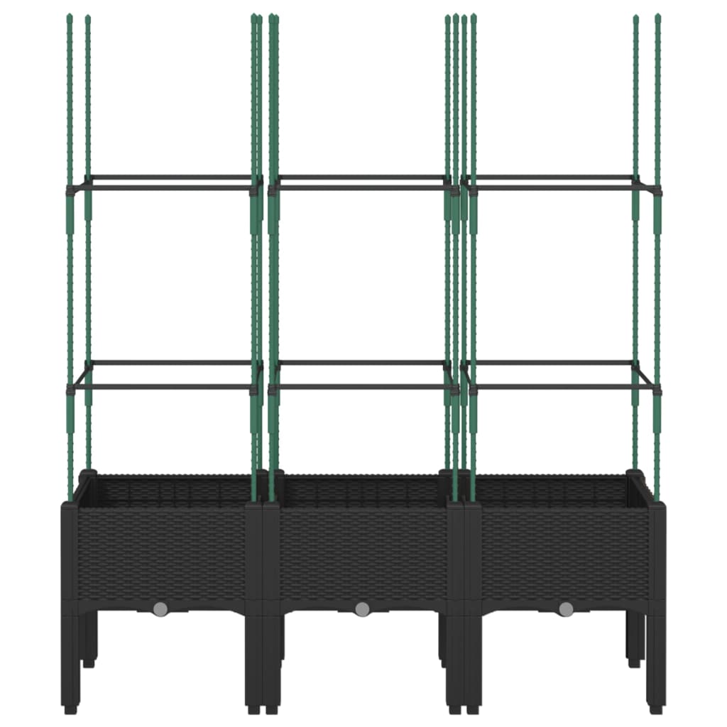 Plantenbak met latwerk 120x40x142,5 cm polypropeen zwart