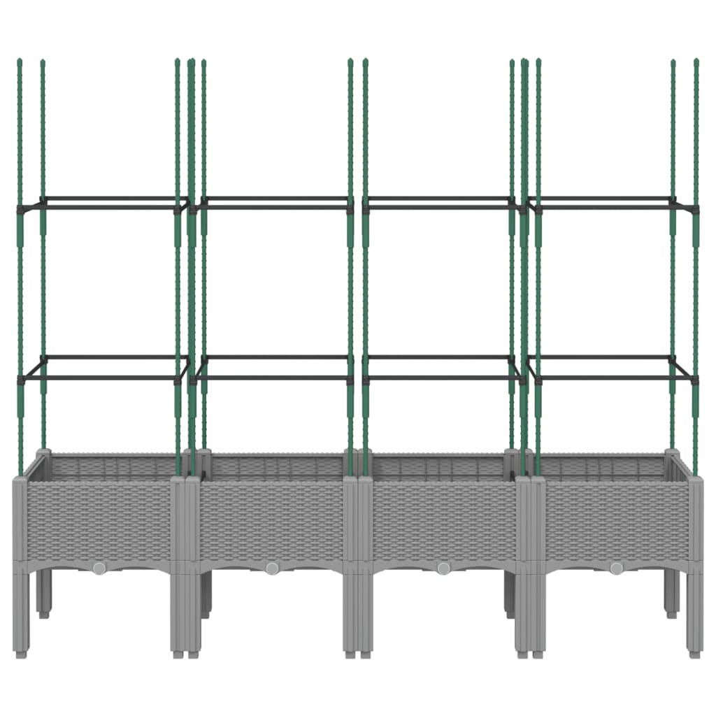 Plantenbak met latwerk 160x40x142,5 cm polypropeen lichtgrijs