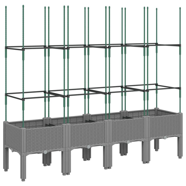 Plantenbak met latwerk 160x40x142,5 cm polypropeen lichtgrijs