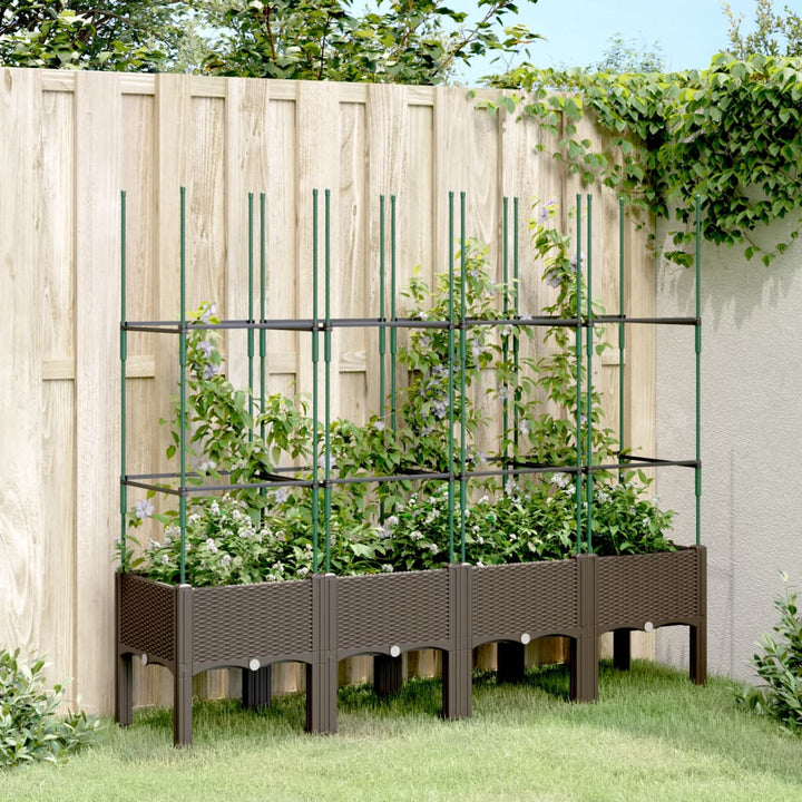 Plantenbak met latwerk 160x40x142,5 cm polypropeen bruin