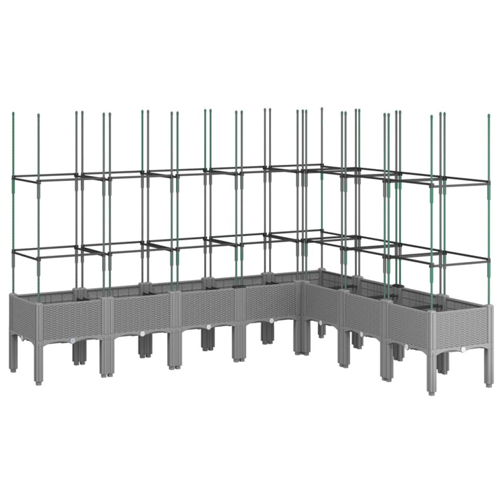 Plantenbak met latwerk 200x160x142,5 cm polypropeen lichtgrijs