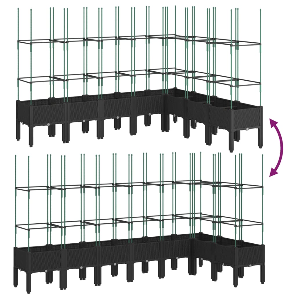 Plantenbak met latwerk 200x160x142,5 cm polypropeen zwart