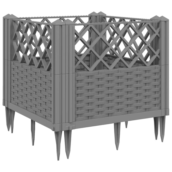 Plantenbak met pinnen 43,5x43,5x43,5 cm polypropeen lichtgrijs