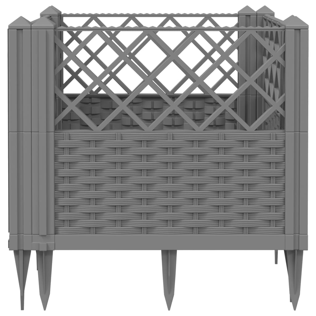 Plantenbak met pinnen 43,5x43,5x43,5 cm polypropeen lichtgrijs