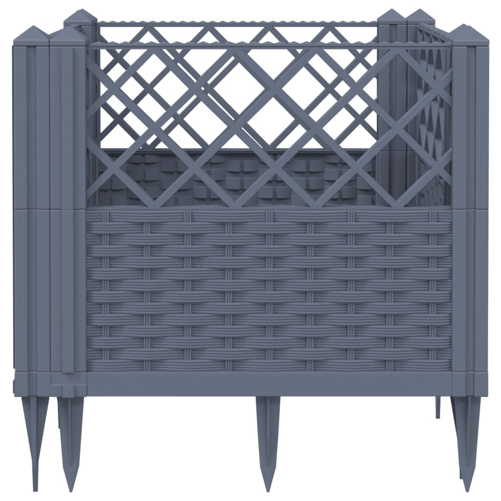 Plantenbak met pinnen 43,5x43,5x43,5 cm polypropeen grijs