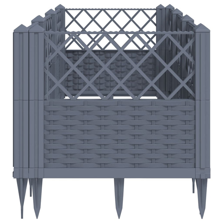 Plantenbak met pinnen 123,5x43,5x43,5 cm polypropeen grijs