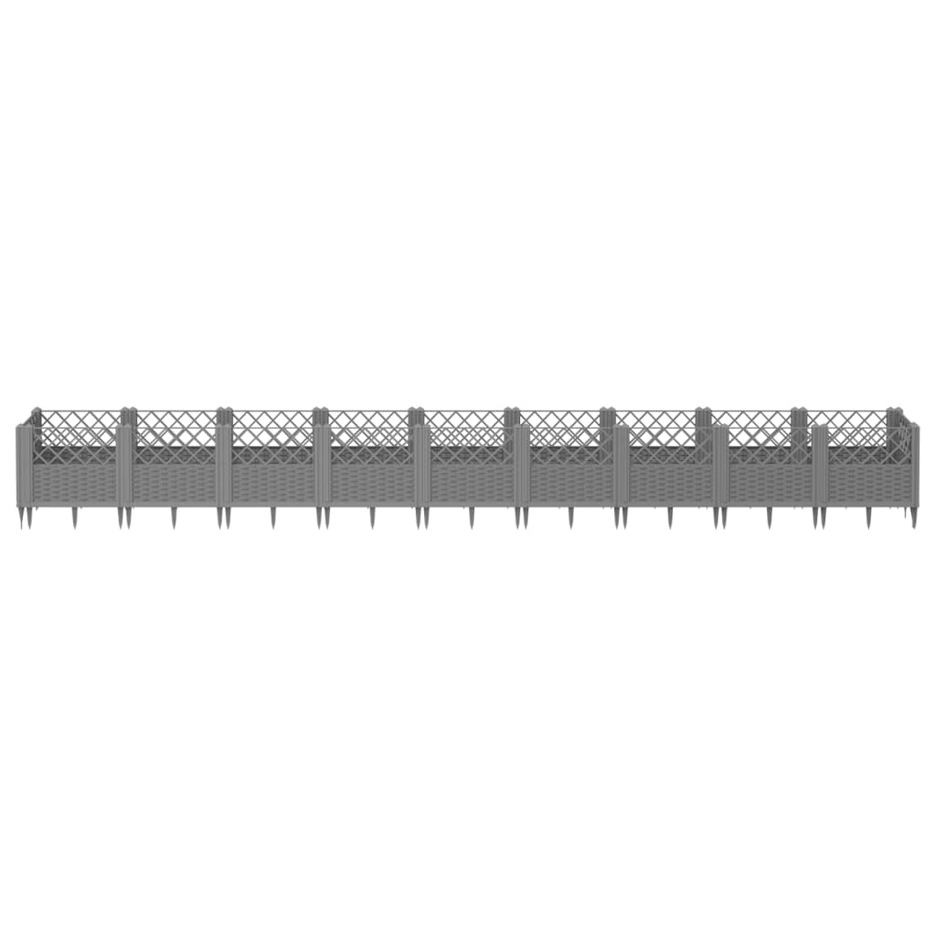 Plantenbak met pinnen 363,5x43,5x43,5 cm polypropeen lichtgrijs