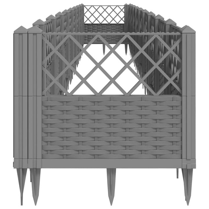 Plantenbak met pinnen 363,5x43,5x43,5 cm polypropeen lichtgrijs