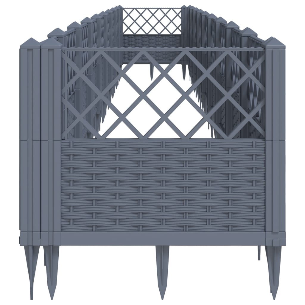 Plantenbak met pinnen 363,5x43,5x43,5 cm polypropeen grijs