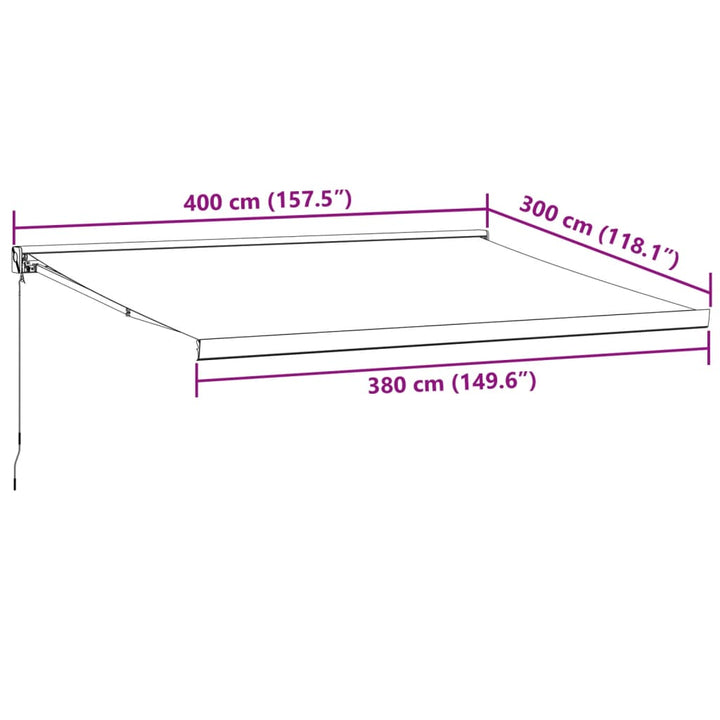 Luifel handmatig uittrekbaar 400x300 cm bordeauxrood