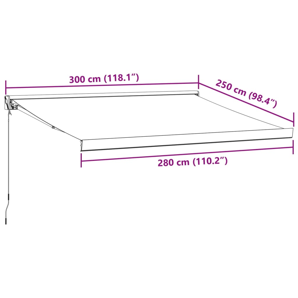 Luifel handmatig uittrekbaar 300x250 cm bordeauxrood