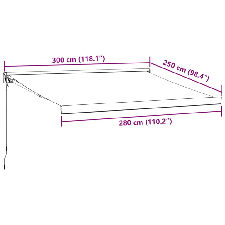 Luifel handmatig uittrekbaar 300x250 cm bordeauxrood