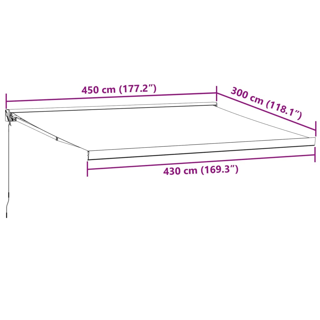 Luifel handmatig uittrekbaar 450x300 cm bordeauxrood