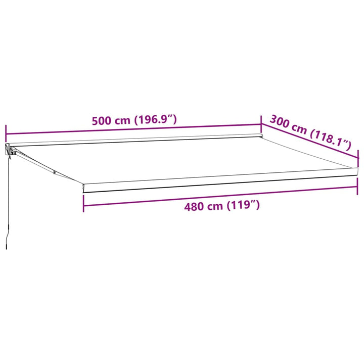 Luifel handmatig uittrekbaar 500x300 cm bordeauxrood