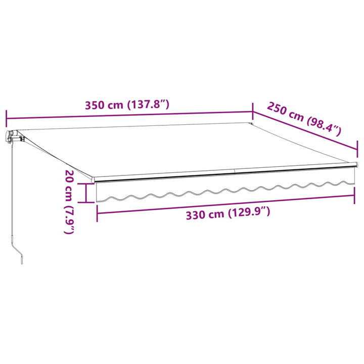 Luifel handmatig uittrekbaar met LED's 350x250 cm bordeauxrood