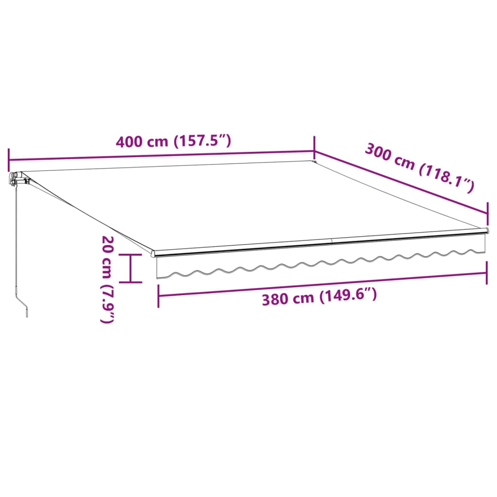 Luifel handmatig uittrekbaar met LED 400x300 cm bruin