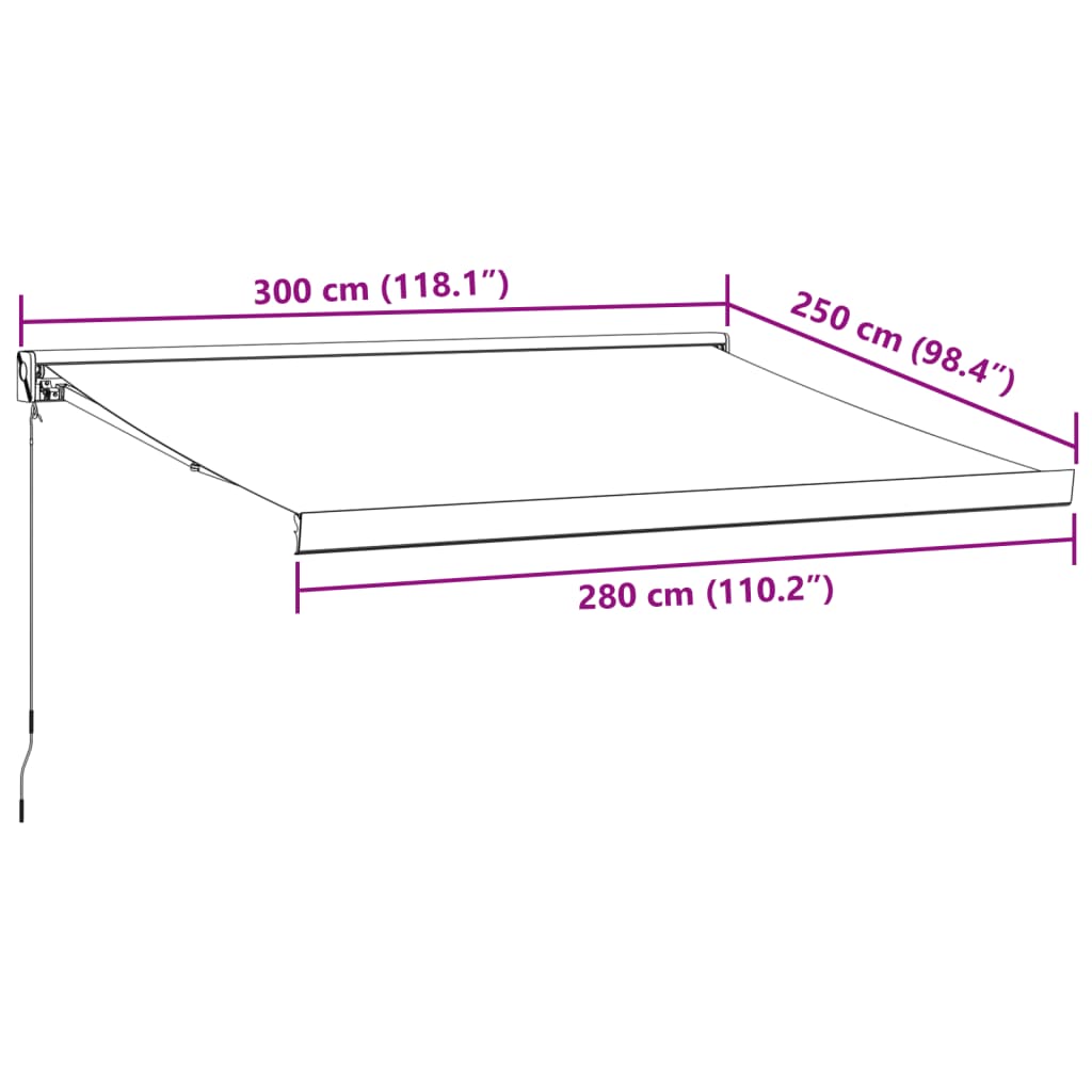 Luifel handmatig uittrekbaar 300x250 cm bruin