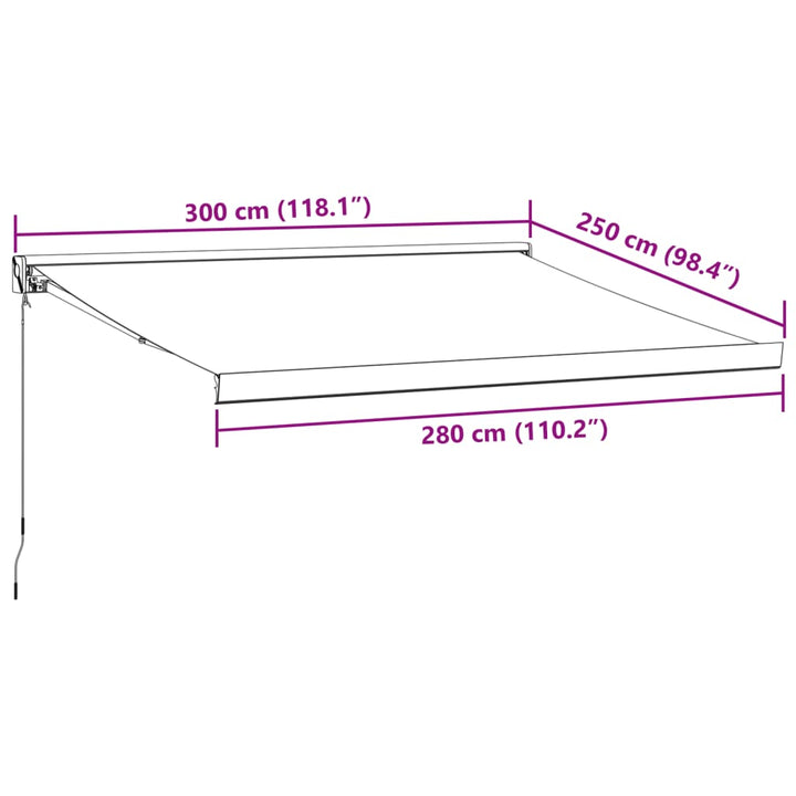 Luifel handmatig uittrekbaar 300x250 cm bruin