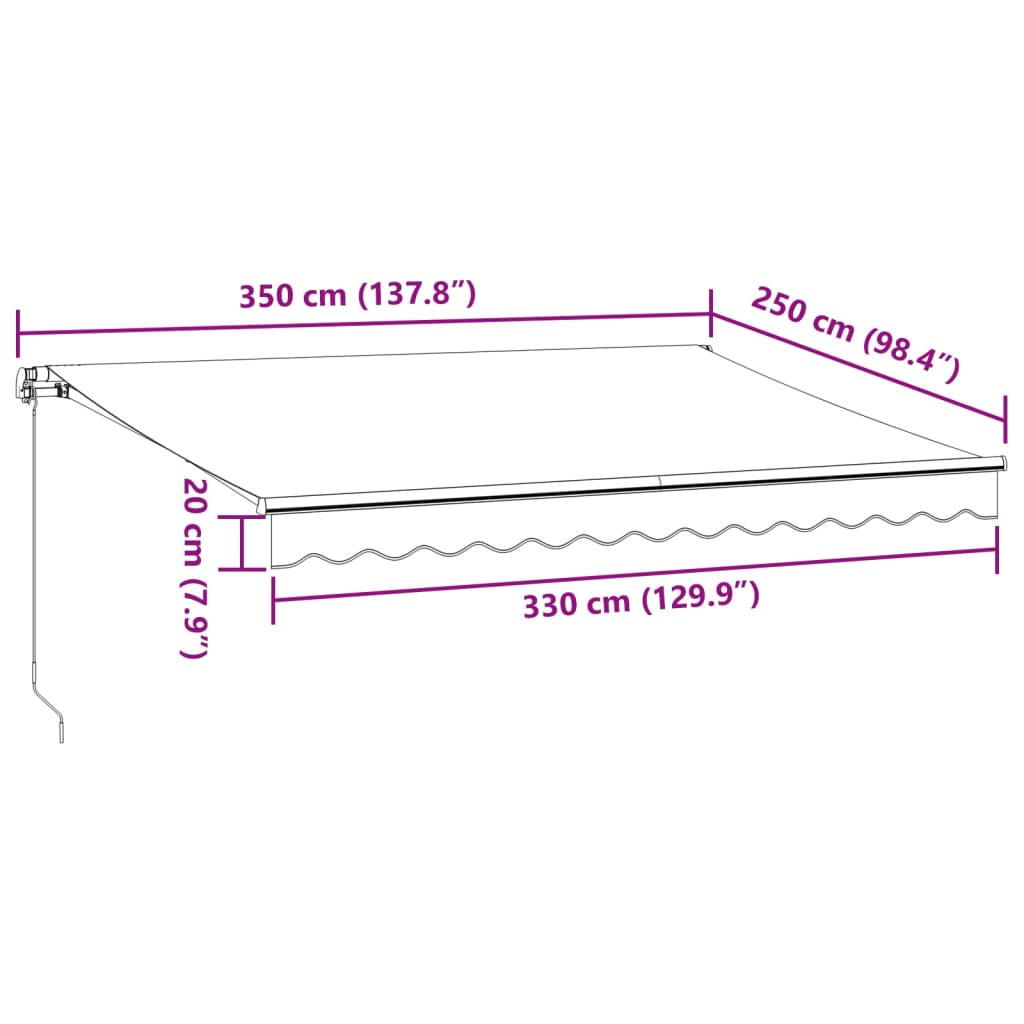 Luifel handmatig uittrekbaar met LED 350x250 cm bruin