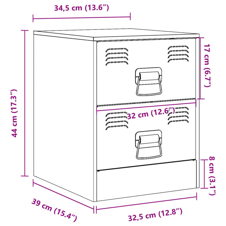 Nachtkastjes 2 st 34,5x39x44 cm staal roze