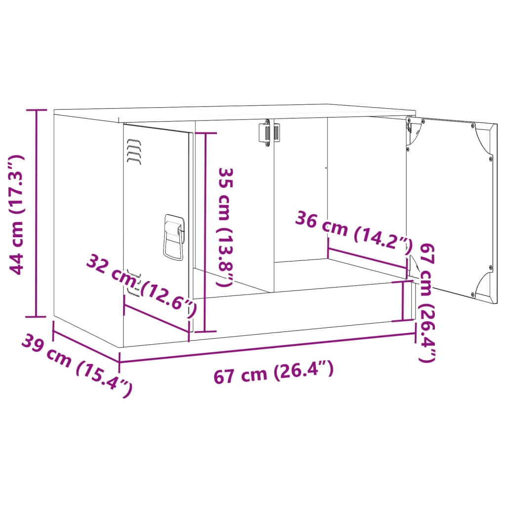 Tv-meubel 67x39x44 cm staal zwart