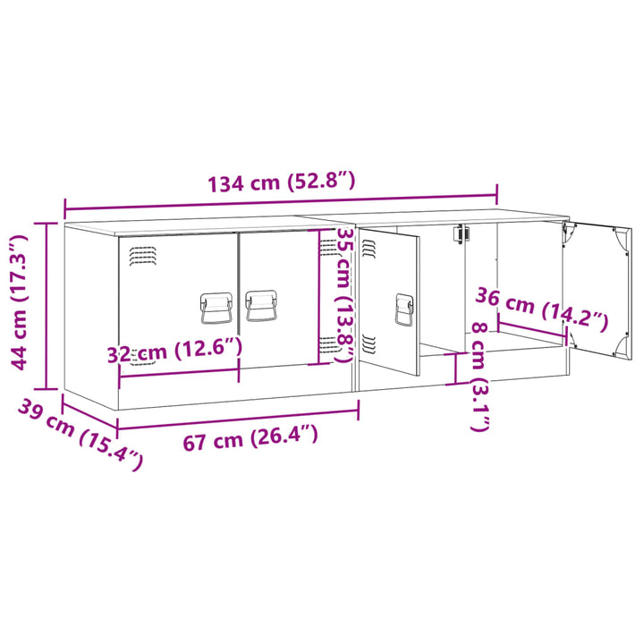 Tv-meubelen 2 st 67x39x44 cm staal zwart