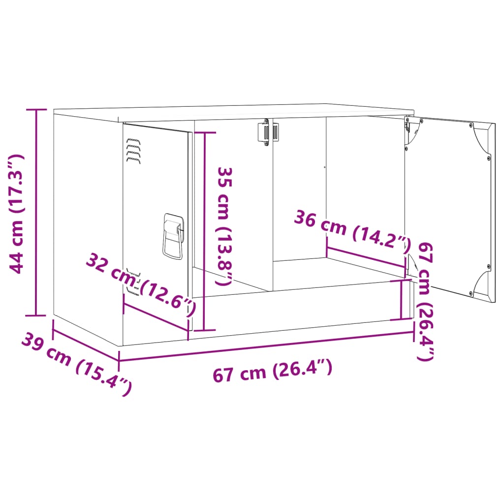 Tv-meubel 67x39x44 cm staal roze