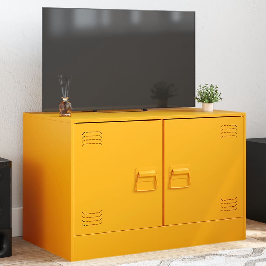 Tv-meubel 67x39x44 cm staal mosterdgeel