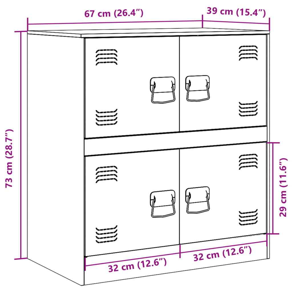 Dressoir 67x39x73 cm staal mosterdgeel