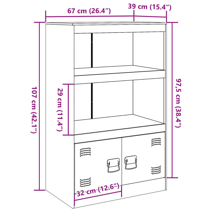 Dressoir 67x39x107 cm staal mosterdgeel