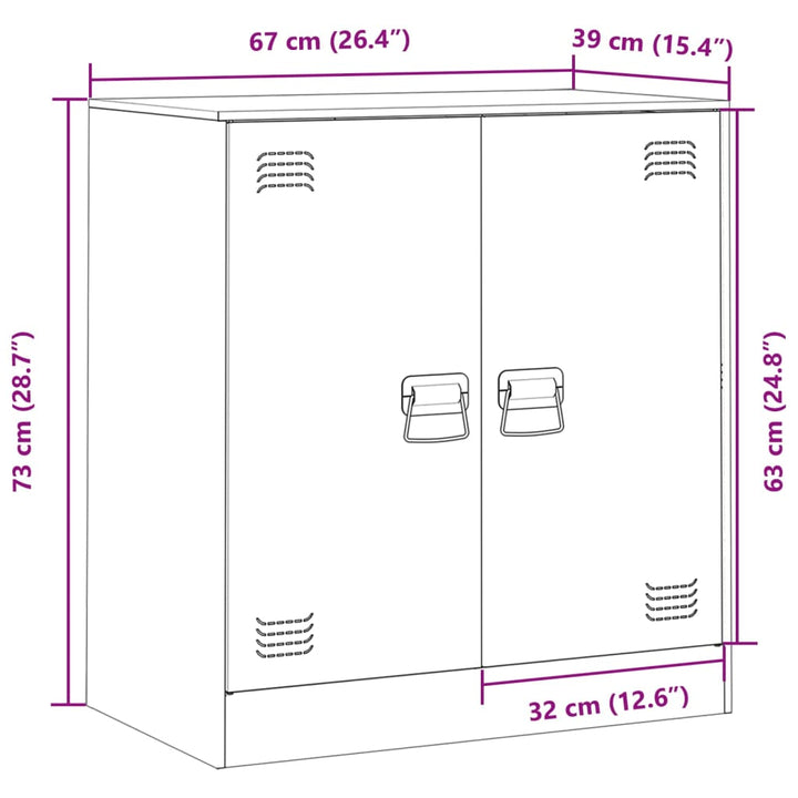 Dressoir 67x39x73 cm staal mosterdgeel