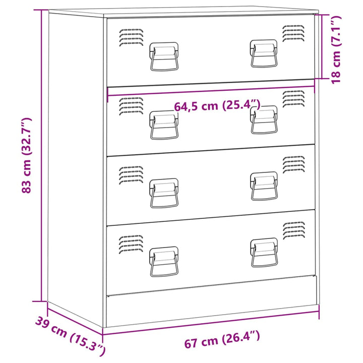 Dressoir 67x39x83 cm staal roze