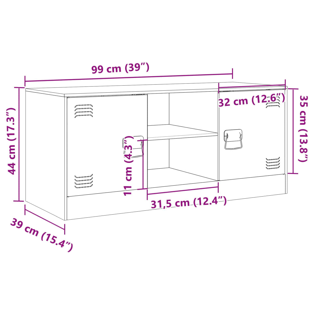 Tv-meubel 99x39x44 cm staal zwart