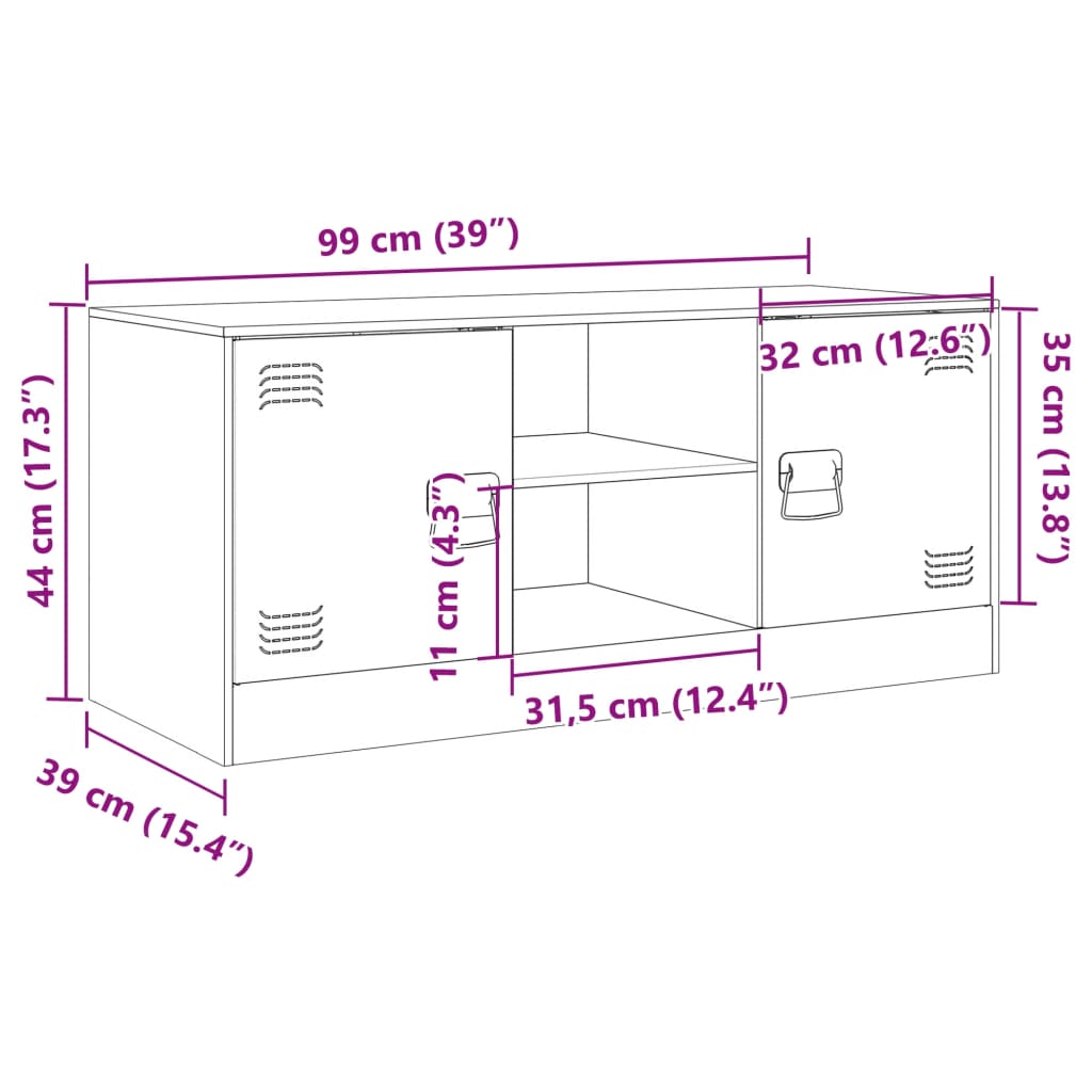 Tv-meubel 99x39x44 cm staal roze