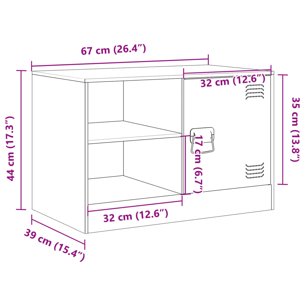 Tv-meubel 67x39x44 cm staal zwart