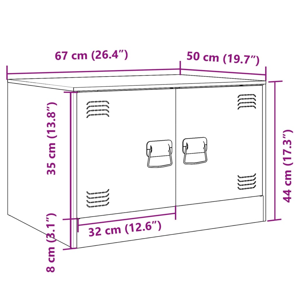 Salontafel 67x50x44 cm staal zwart